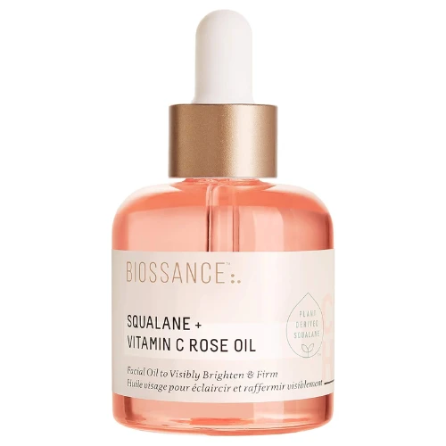 BIOSSANCE Squalane and Vitamin C Rose Oil. Facial Oil to Visibly Brighten, Hydra