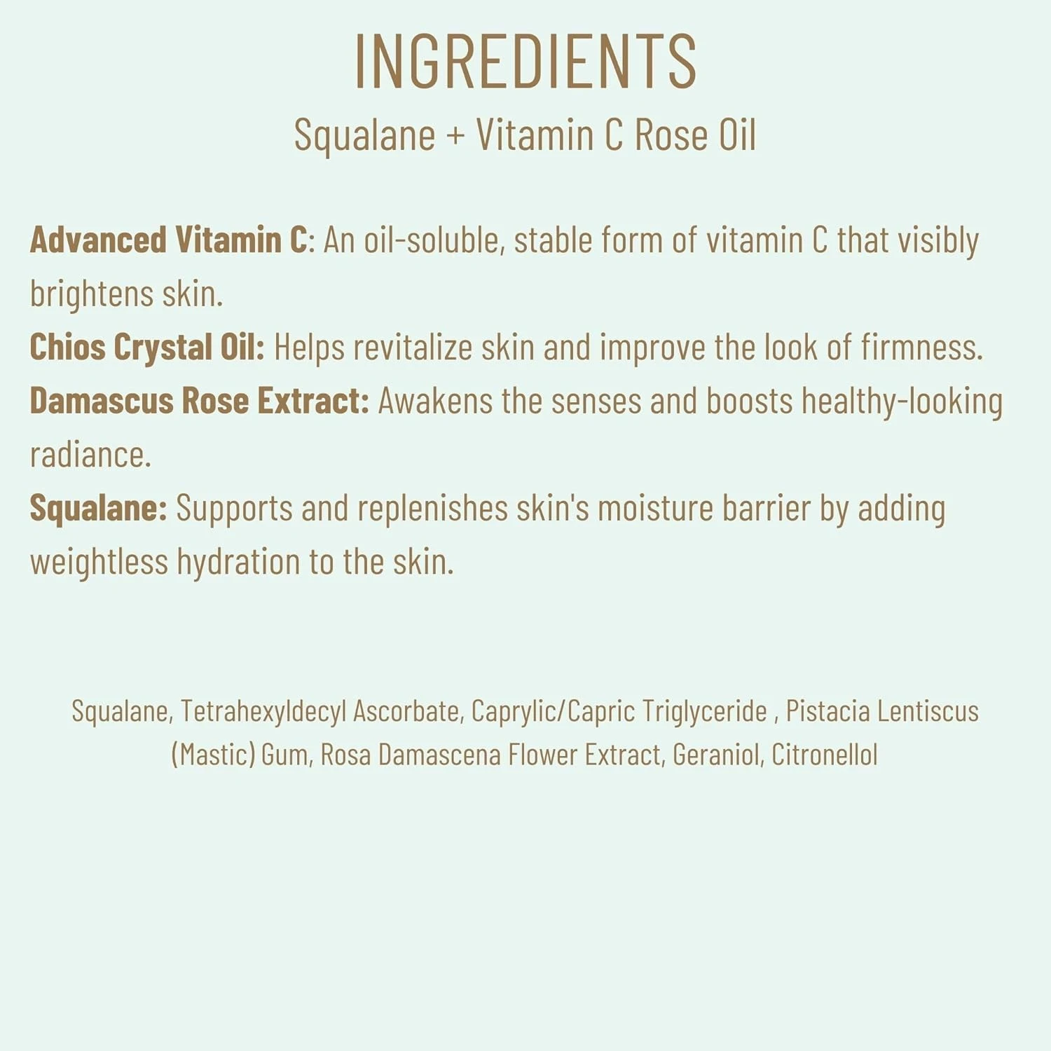 BIOSSANCE Squalane and Vitamin C Rose Oil. Facial Oil to Visibly Brighten, Hydra