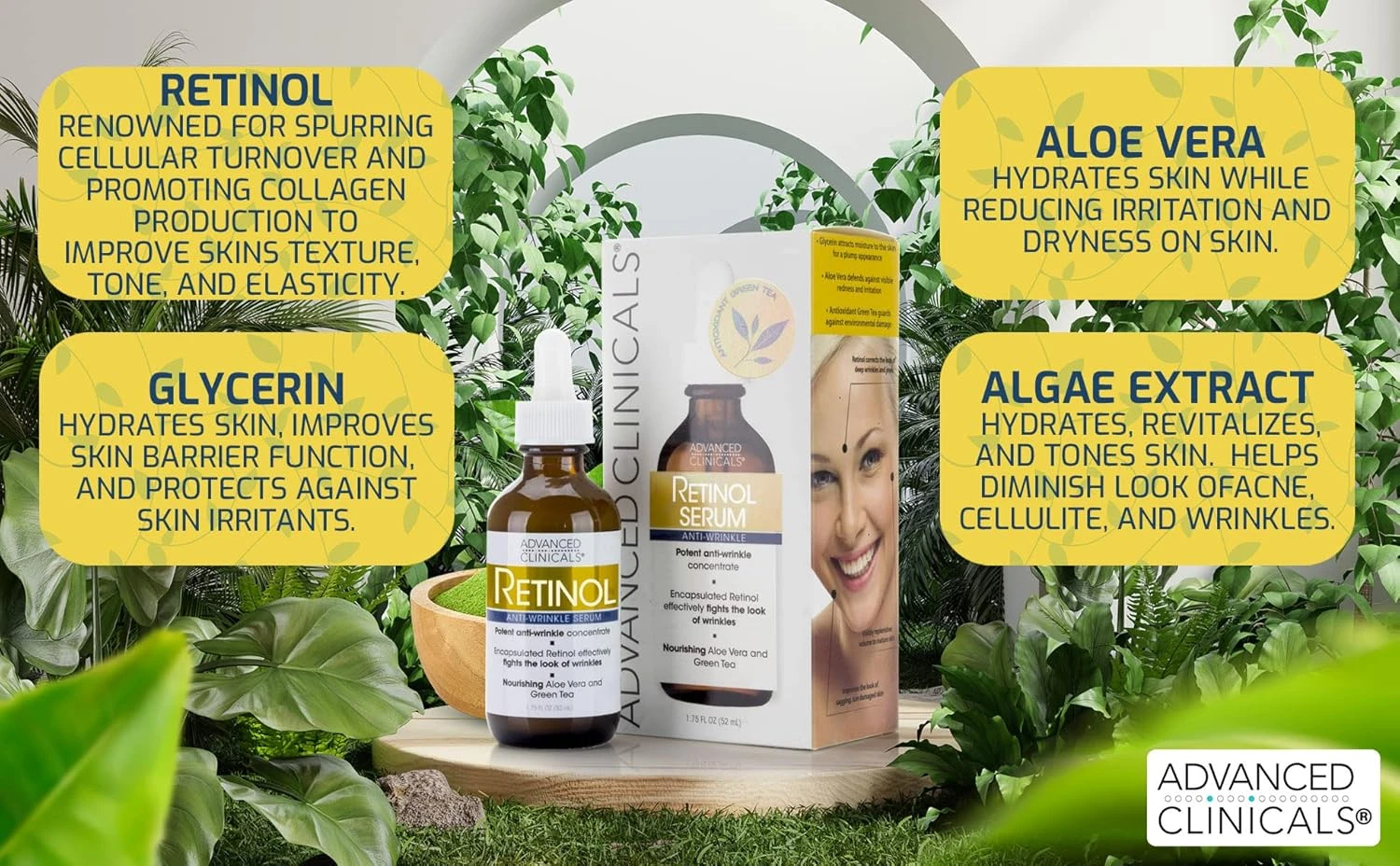 Advanced Clinicals Professional Strength Retinol Serum Anti Aging Wrinkle Reduci