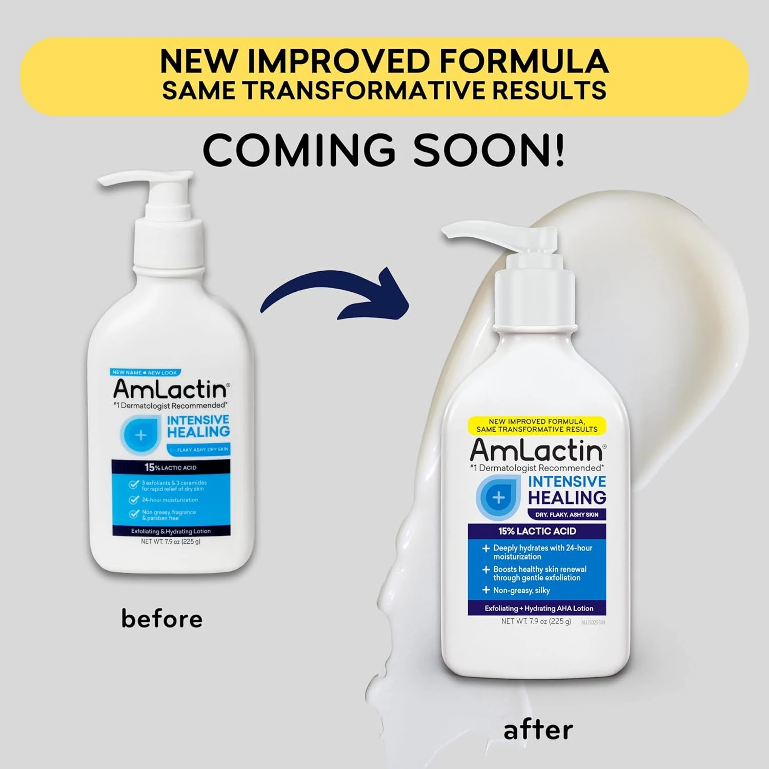 AmLactin Rapid Relief Restoring Body Lotion for Dry Skin – 7.9 oz Pump Bottle – 