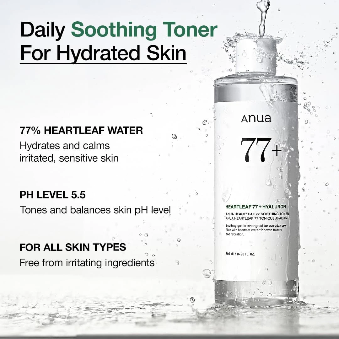 Anua Heartleaf 77% Soothing Toner I pH 5.5 Trouble Care, Calming Skin, Refreshin