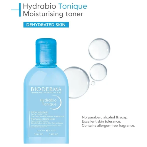 Bioderma Hydrabio Tonique Moisturizing Toning Lotion For Dehydrated Skin, 250ml