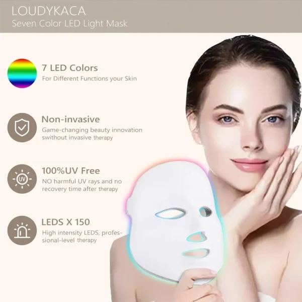 Led Face Mask Light Therapy, Red Light Therapy for Face, 7-1 Colors LED Facial S