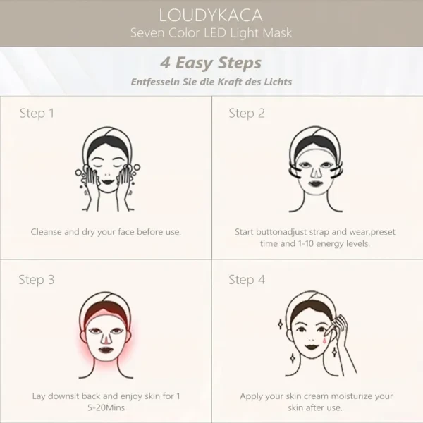 Led Face Mask Light Therapy, Red Light Therapy for Face, 7-1 Colors LED Facial S