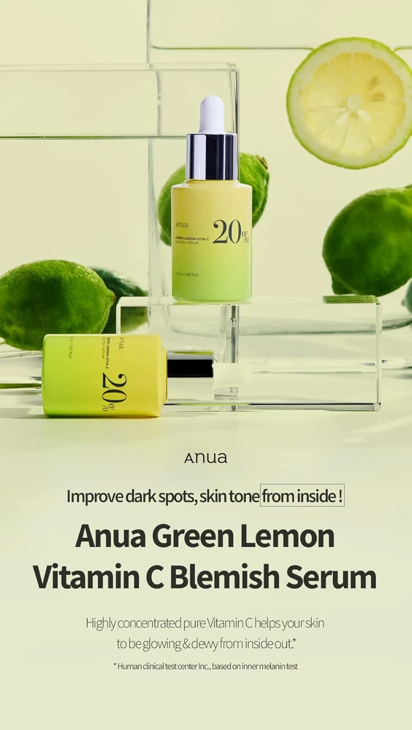 Anua Green Lemon Vitamin C Serum with Vitamin E, Hyaluronic & Ferulic Acid 0.67