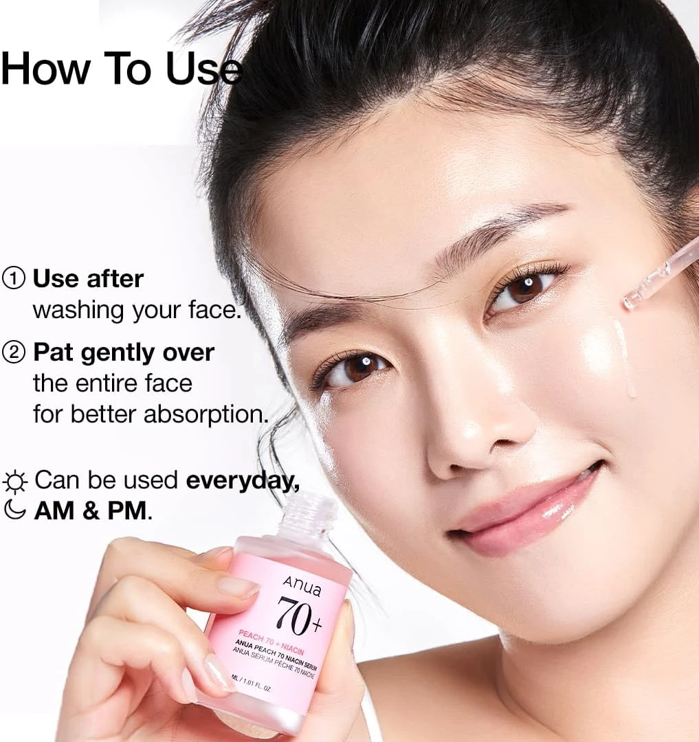 ANUA Peach 70% Niacinamide Serum brightening hydrating face serum hyperpigmentat