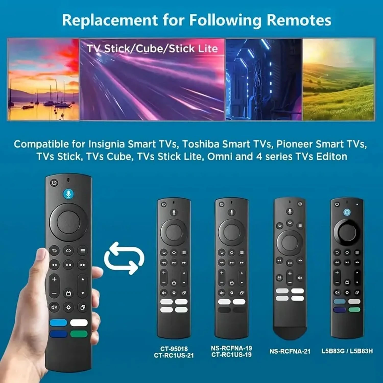 Voice Remote Control With Alexa For Insignia/Toshiba/Pioneer Smart TVs With Fire