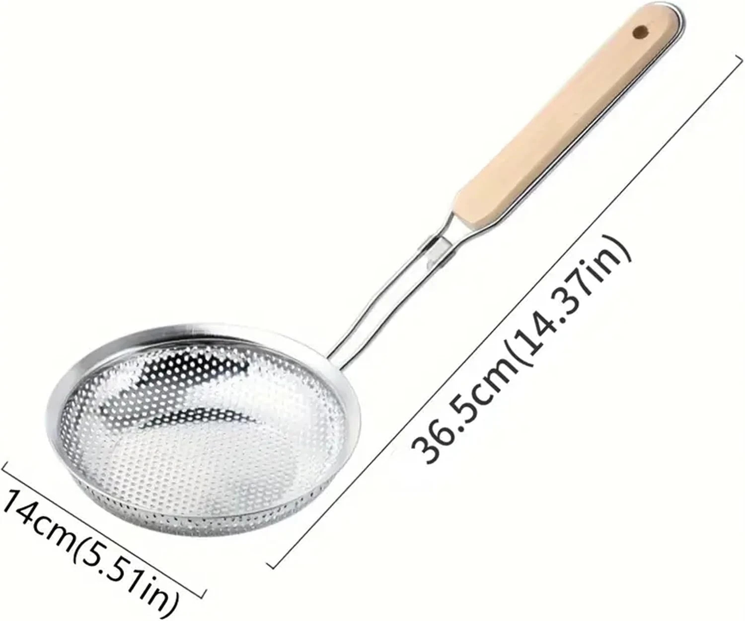 Stainless Steel Fine Mesh Kitchen Strainer with Wooden Handle – Ideal for Soup, 