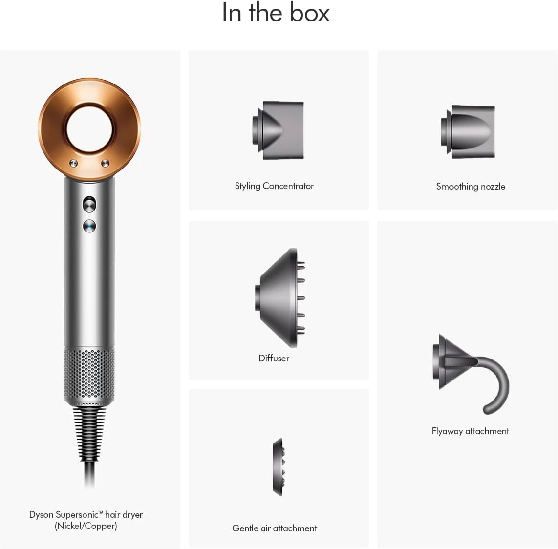 Dyson Supersonic Hair Dryer (Nickel/Copper) – 1380W Fast Drying with Intelligent