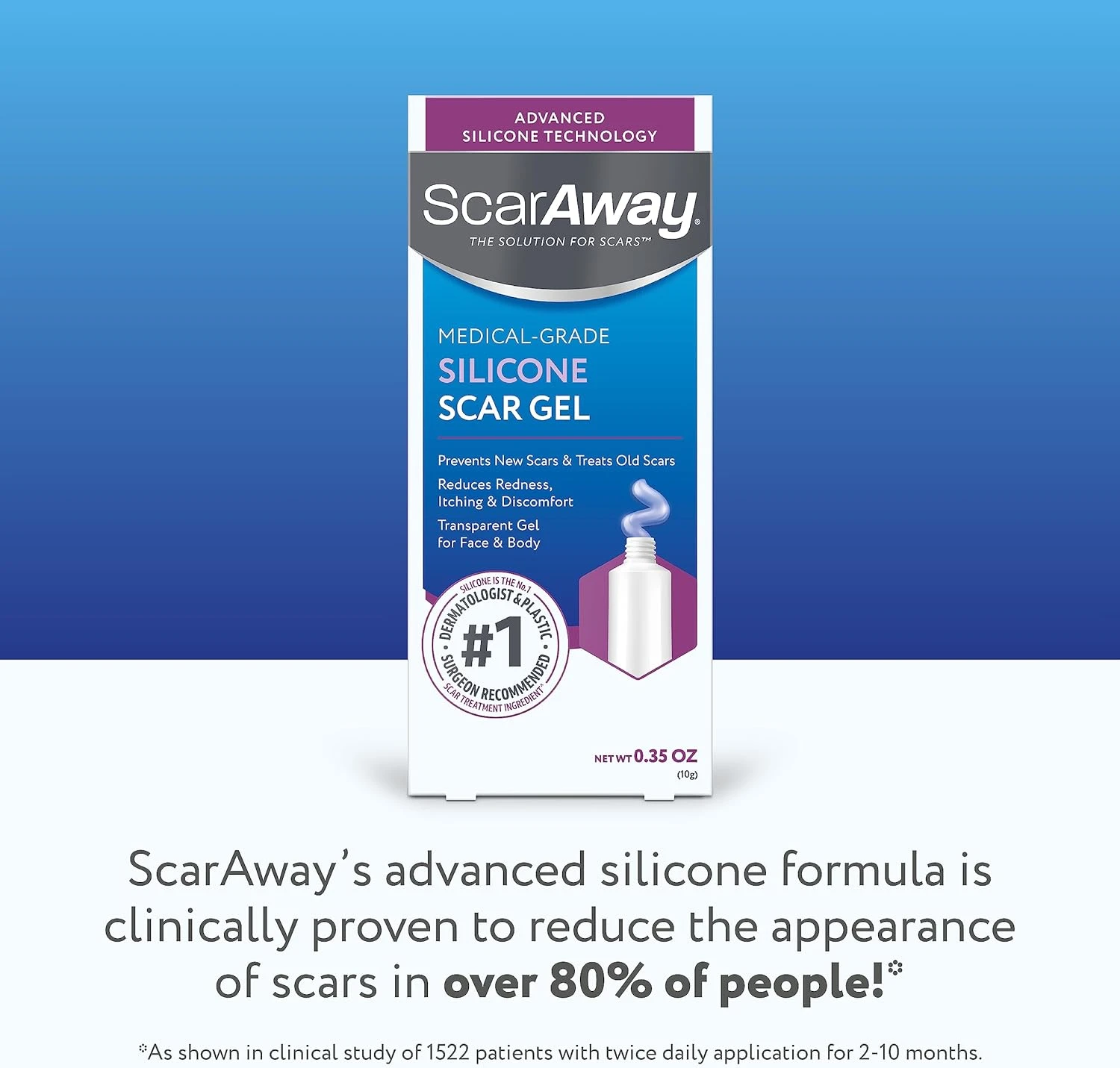 ScarAway Silicone Scar Gel, Helps Improve Size, Color & Texture of Hypertrophic 