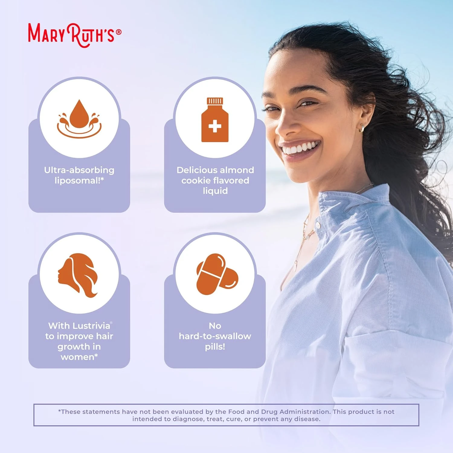 MaryRuth Organics Women's Hair Growth MAX Liposomal | with Lustriva® Biotin 1000