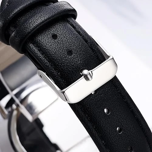 Mens Black Large Dial Arabic Numerals Black Belt Modern Classic Men's Watch,