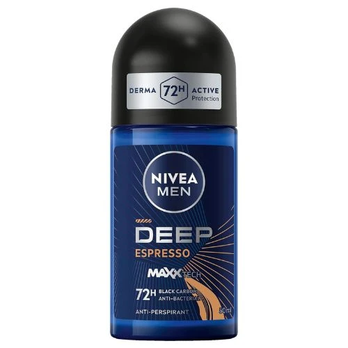 NIVEA MEN Deep Black Carbon Antiperspirant Roll-On Espresso Scent 50ml     Ask C
