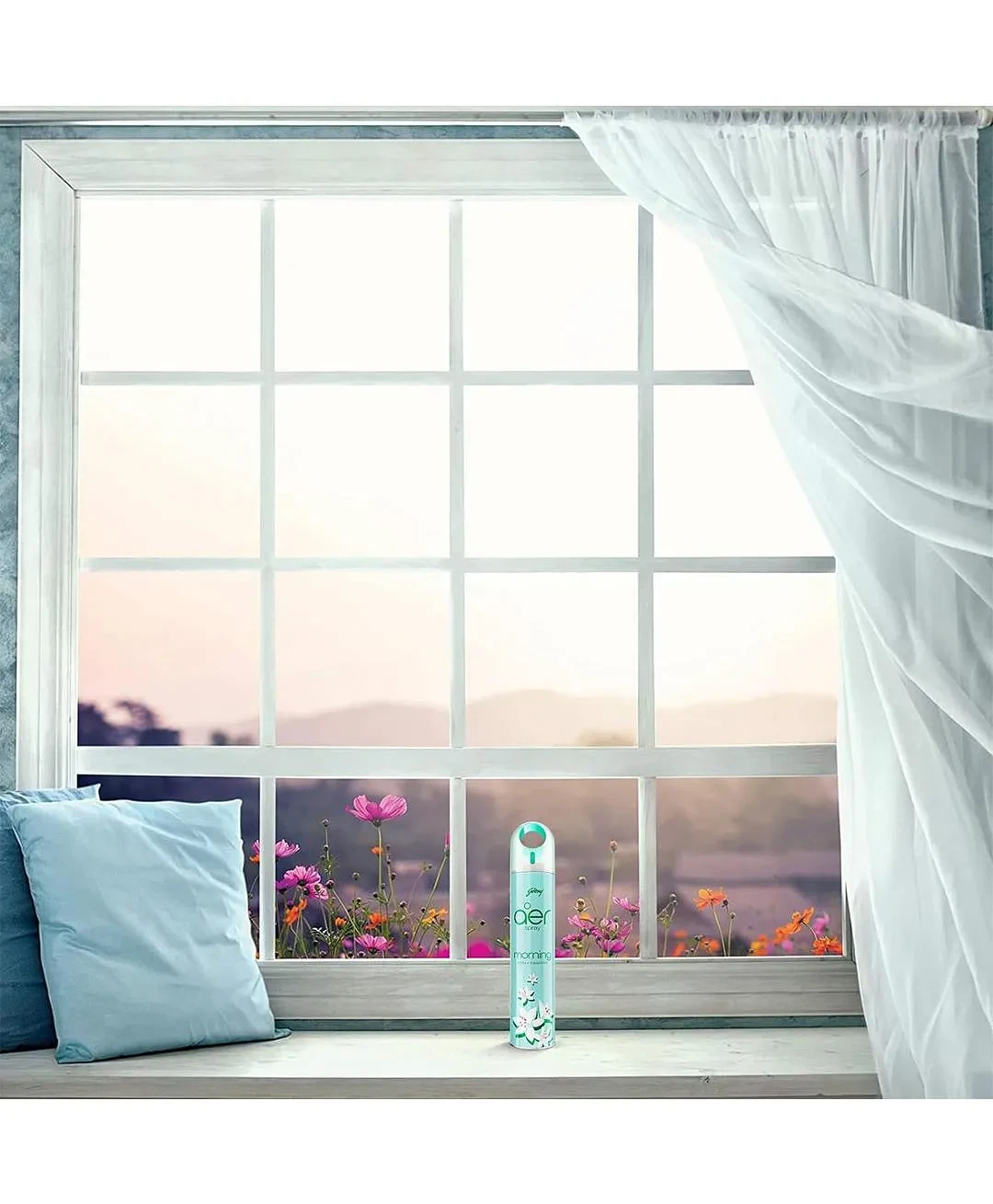 Godrej Aer Spray Home & Office Air Freshener – Morning Misty Meadows, 300ml     