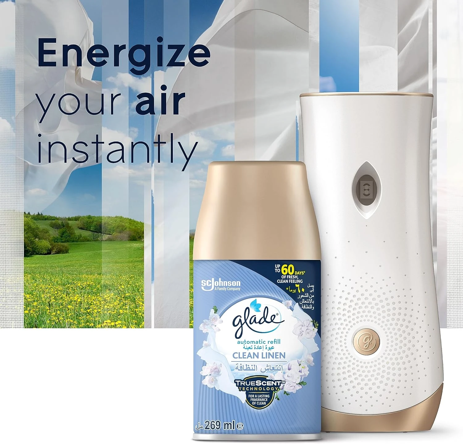 Glade Automatic Spray Refill Clean Linen Air Freshener, For Up To 60 Days Of Aut
