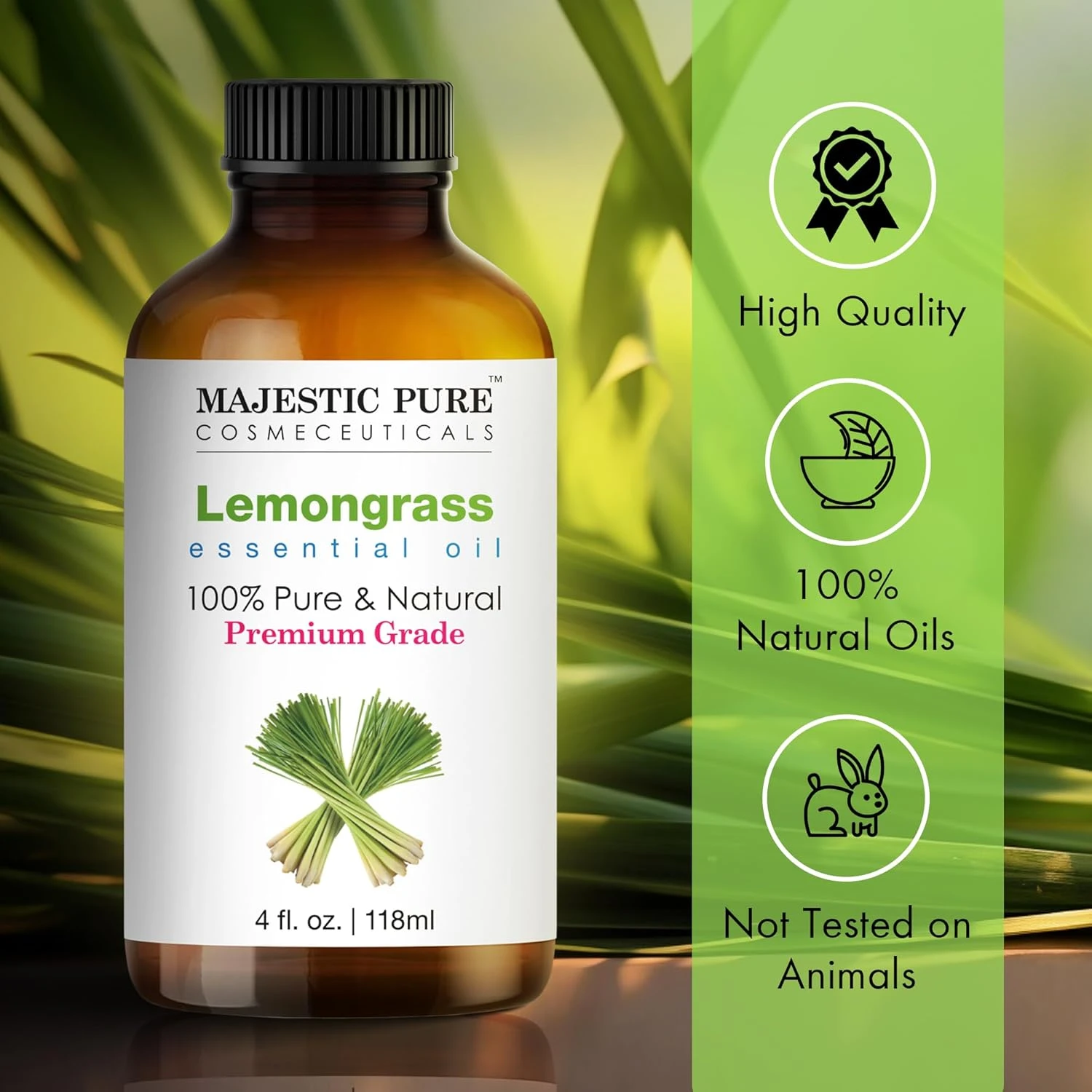 MAJESTIC PURE Lemongrass Essential Oil | 118 ml | 100% Pure and Natural Lemongra