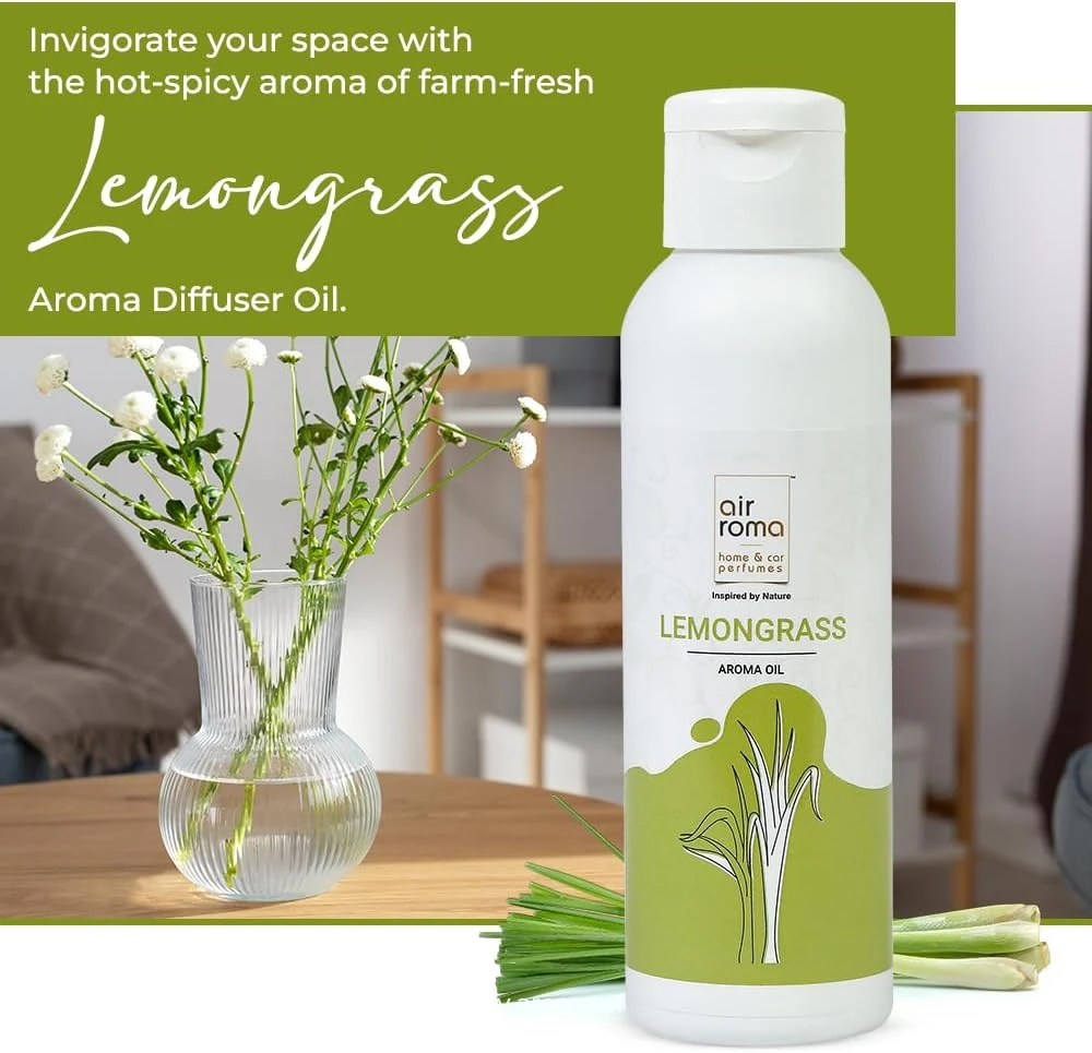 AIR-ROMA Pure, Natural and Undiluted Lemon Grass Aroma Diffuser Oil, 100ml | Str