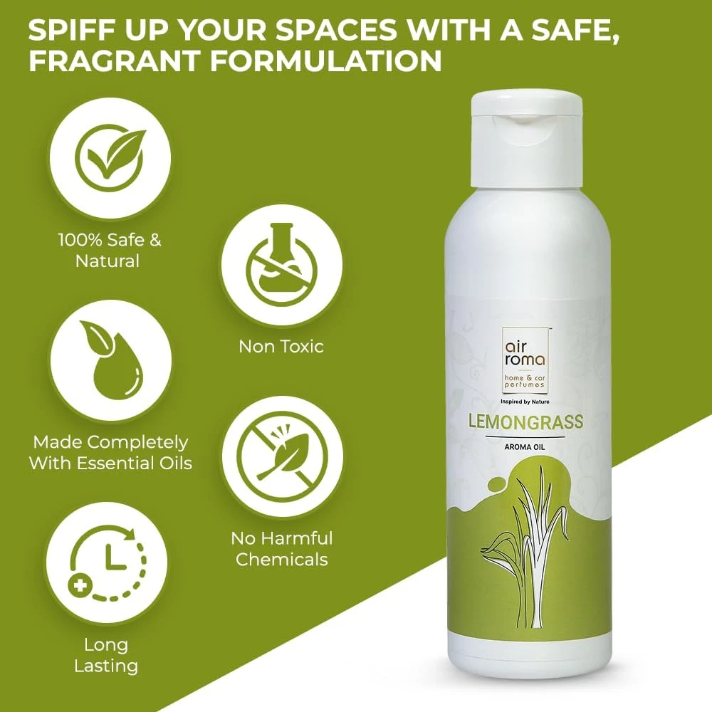 AIR-ROMA Pure, Natural and Undiluted Lemon Grass Aroma Diffuser Oil, 100ml | Str