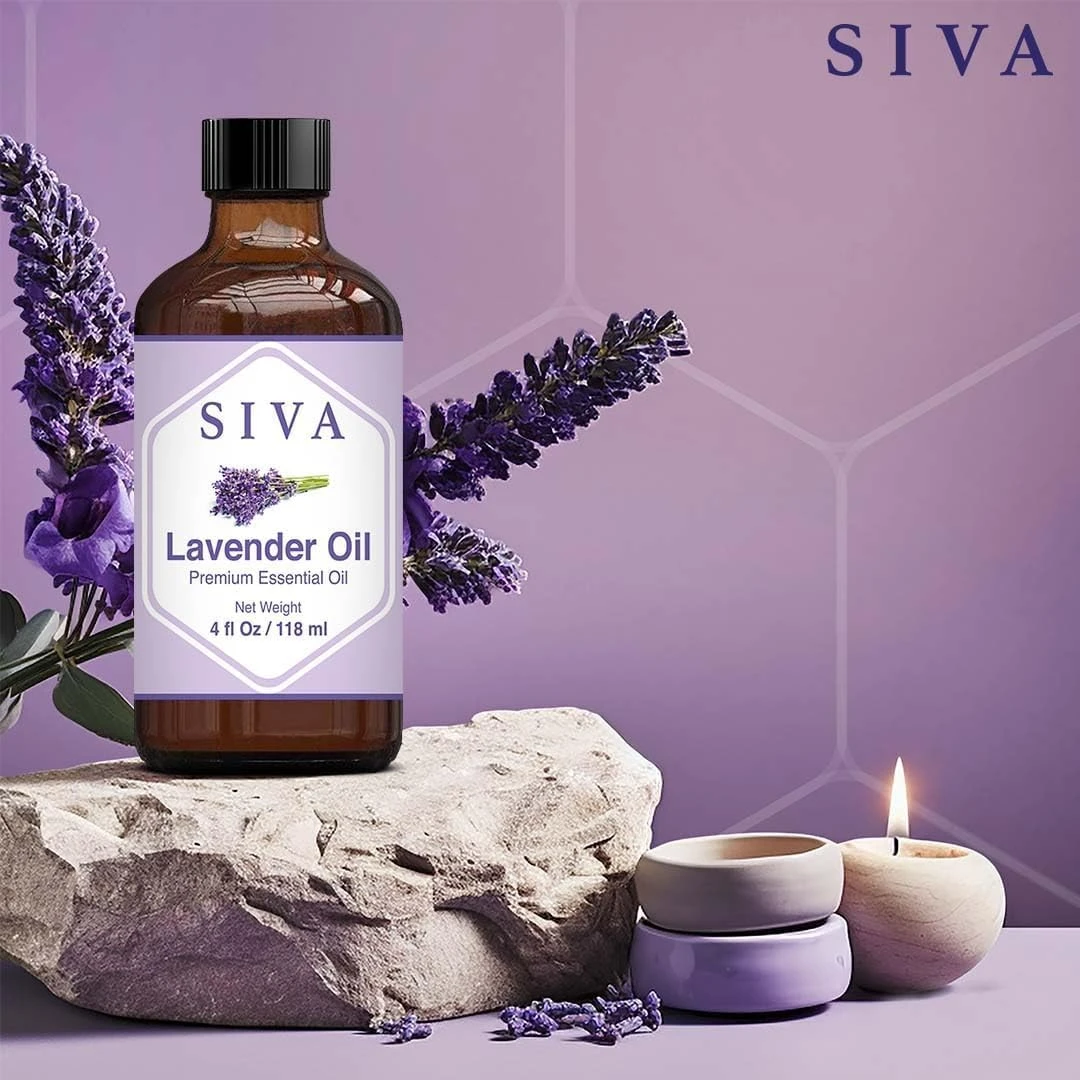 SIVA Lavender Oil 4 fl oz – 100% Natural Essential Oil with Dropper – For Diffus