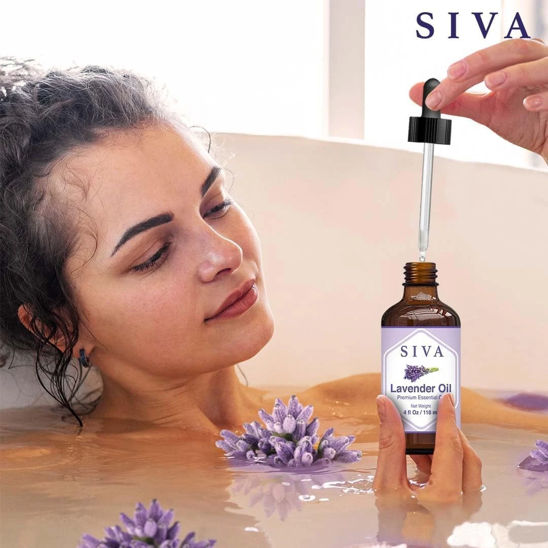 SIVA Lavender Oil 4 fl oz – 100% Natural Essential Oil with Dropper – For Diffus