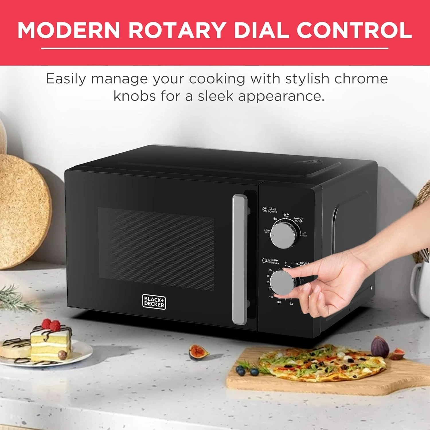 BLACK+DECKER Microwave Oven, 20L, 700W, 5 Power Levels, Defrost Function, 35-Min