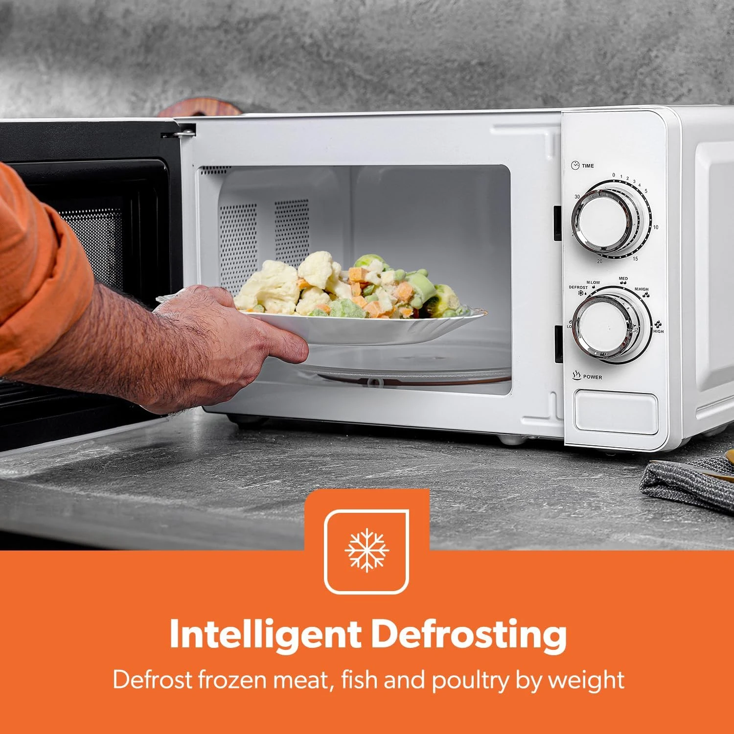 Geepas 20L Microwave Oven - 1100W Solo Microwave Oven with 5 Power Levels - Rehe