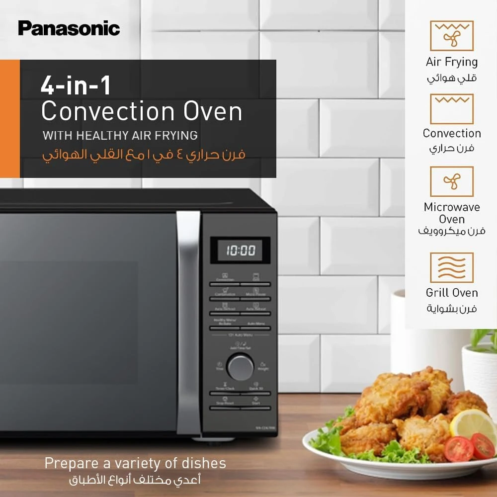 Panasonic 27L 4-In-1 Convection Microwave Oven, Nn-Cd67, Black, With Healthy Air