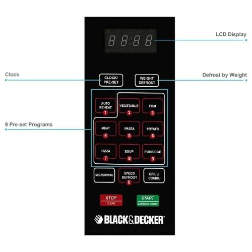 BLACK+DECKER Combination Microwave Oven With Grill 30L Mz3000Pg-B5