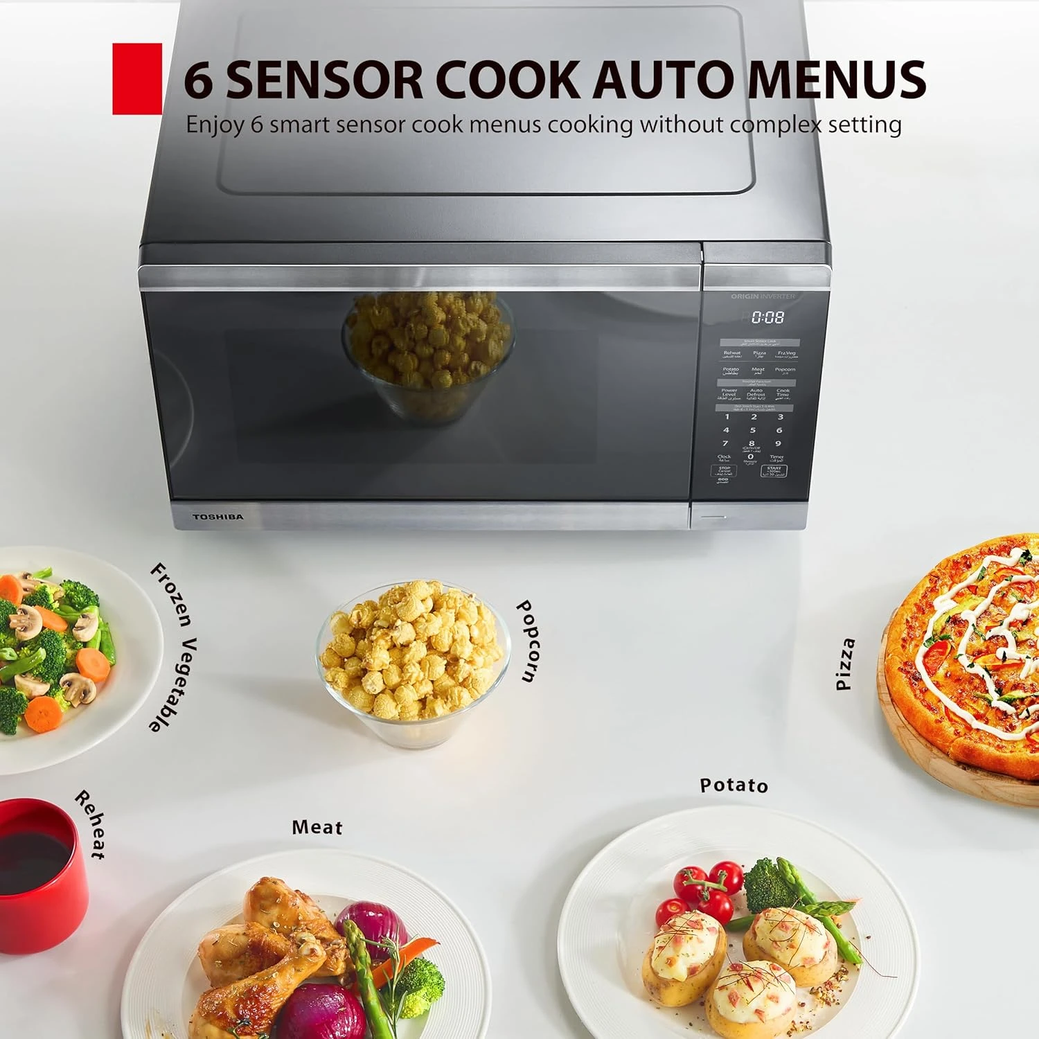 TOSHIBA 45L Microwave Oven 1000W,10 Power Levels Output, 55.5dB* Quiet Operation