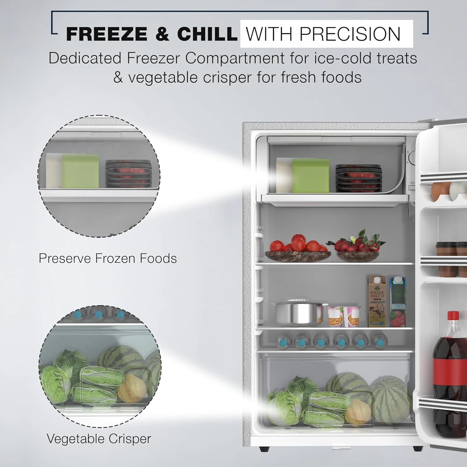 Nikai 125L Gross/90L Net, Single Door Mini Refrigerator, Compact Small Size Frid