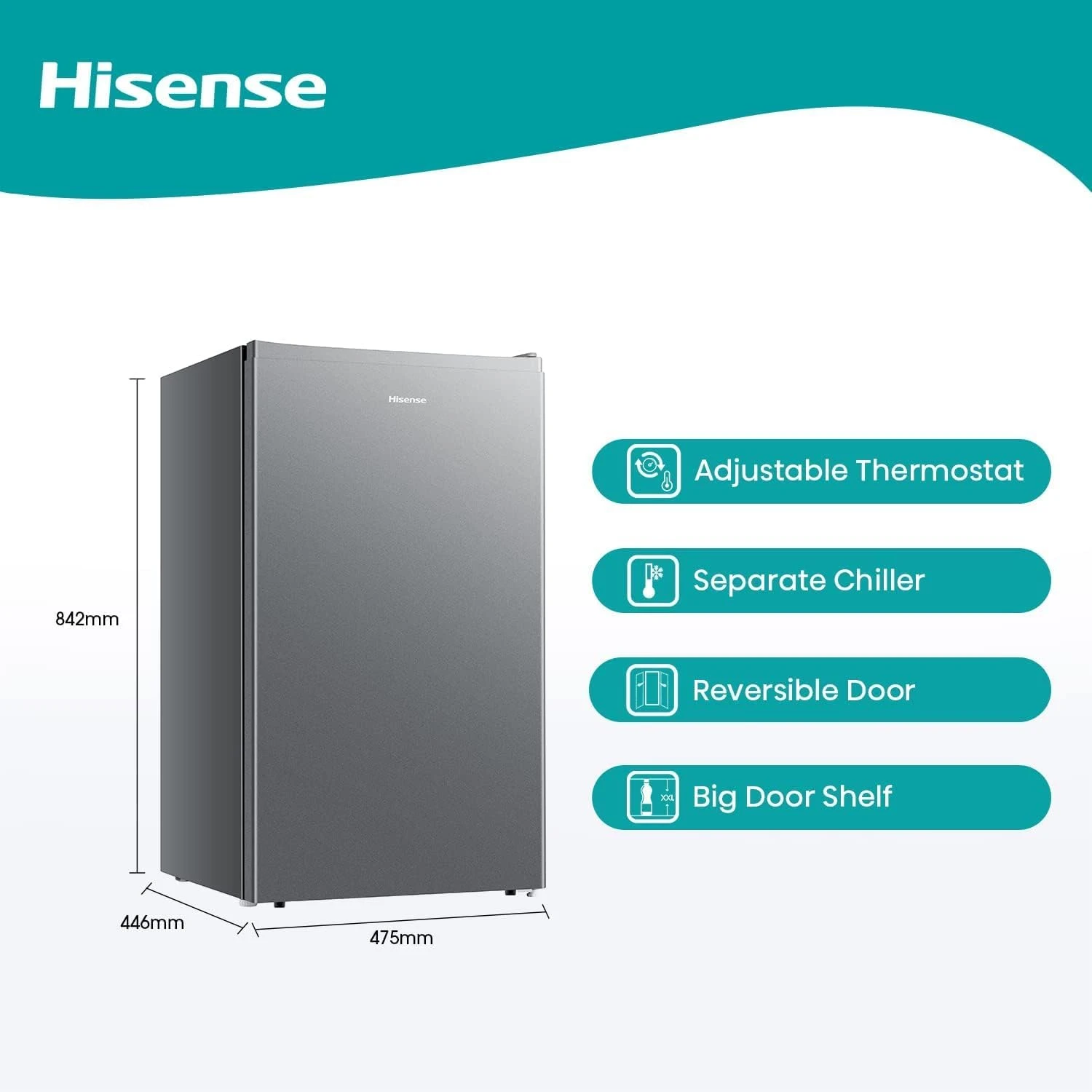 Hisense Single Door Refrigerator 122 Liter Rr122D4Asu Silver Compressor Warranty