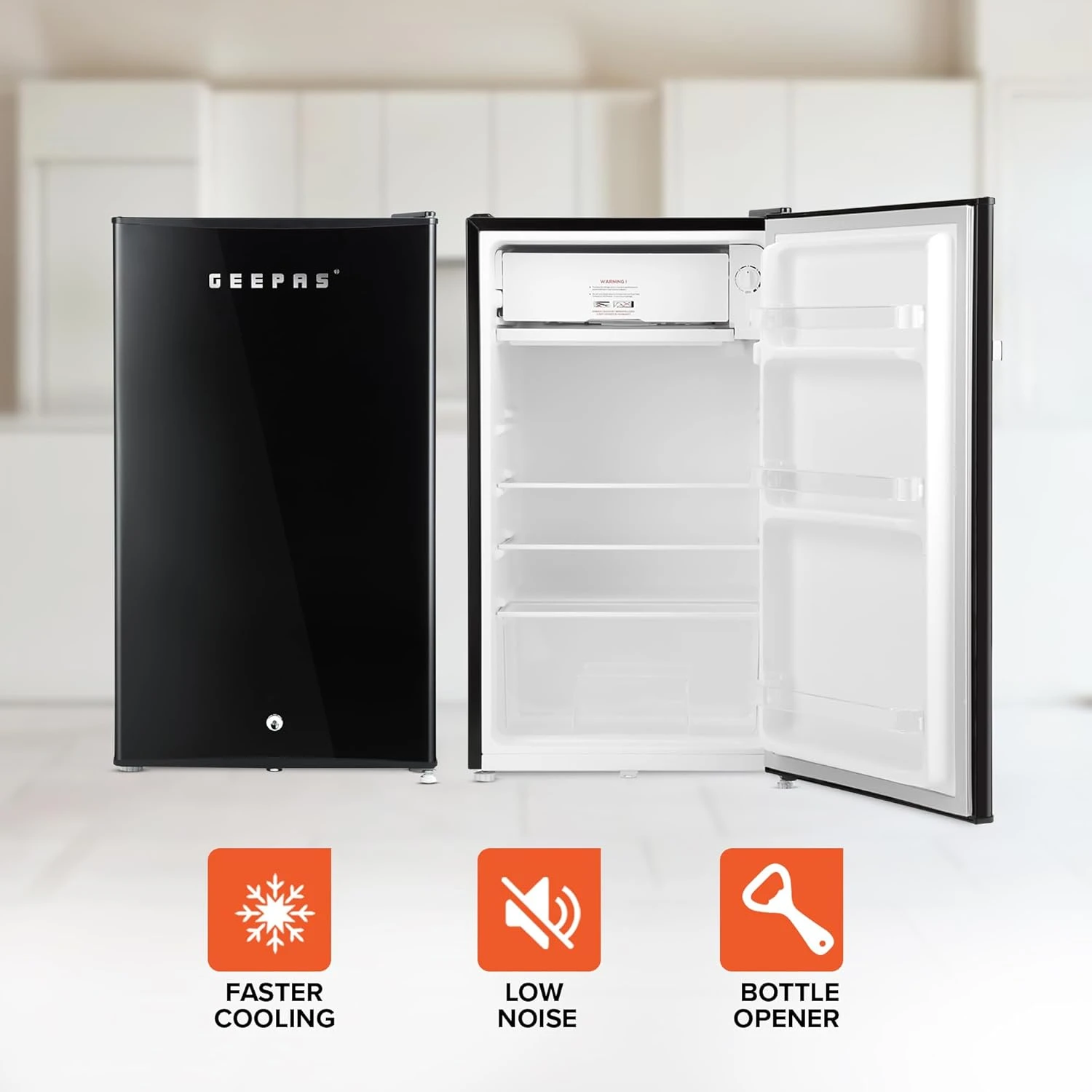 Geepas GRF1212BXE Single Door Mini Defrost Refrigerator-| Mini Fridge in Retro D