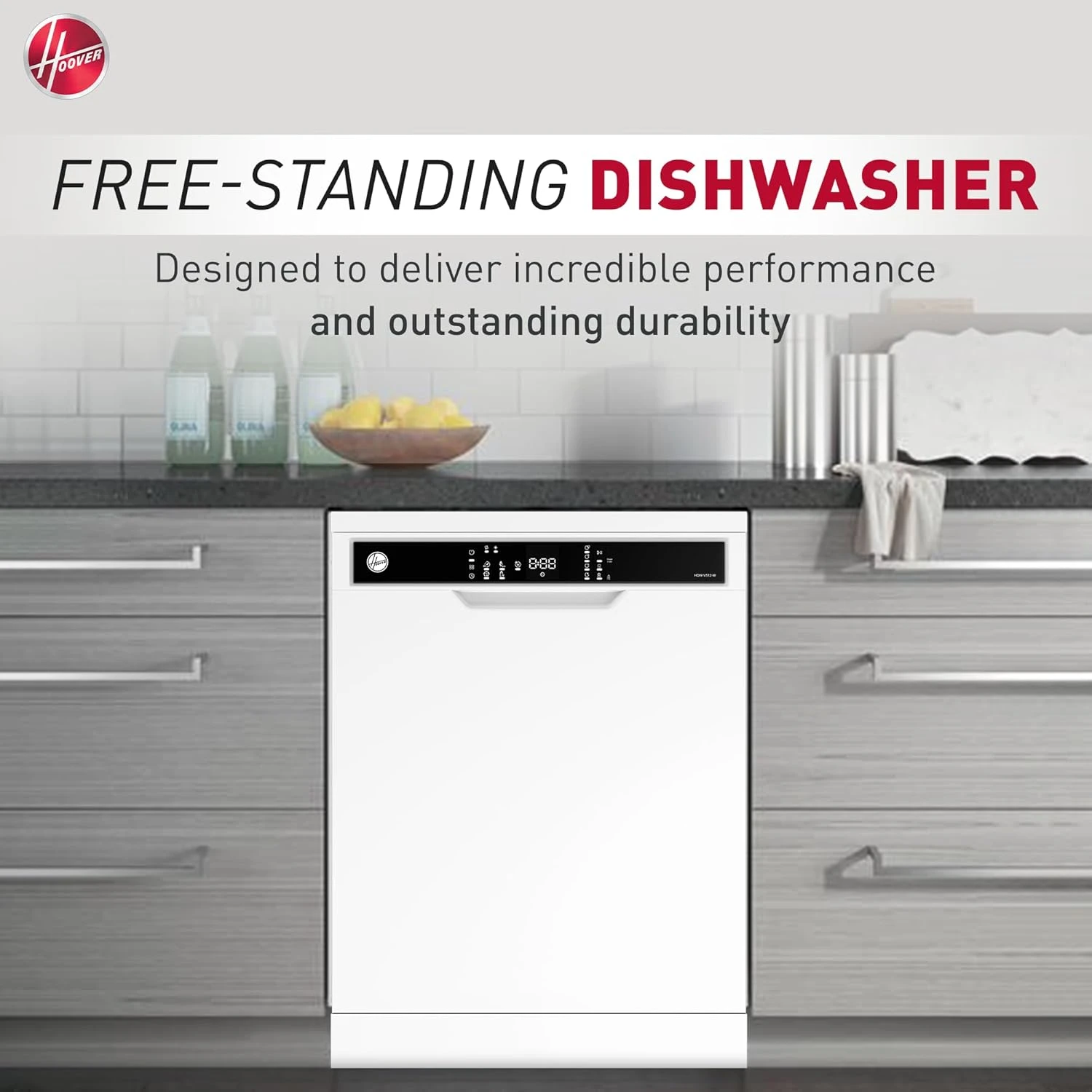 Hoover Freestanding Dishwasher, 12 Place Settings, 5 Programs, Push Button, Dela