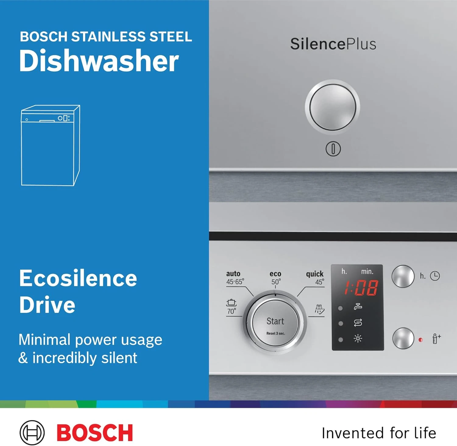 Bosch Series 4 Free Standing Dishwasher,12 Place Settings, German Engineering, E