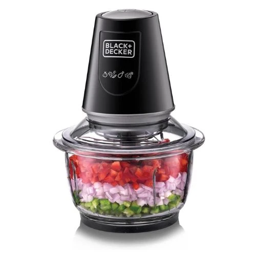 BLACK+DECKER Multi-Function Glass Chopper & Mincer, 400W, XXL 1.2L Bowl, 4-Blade
