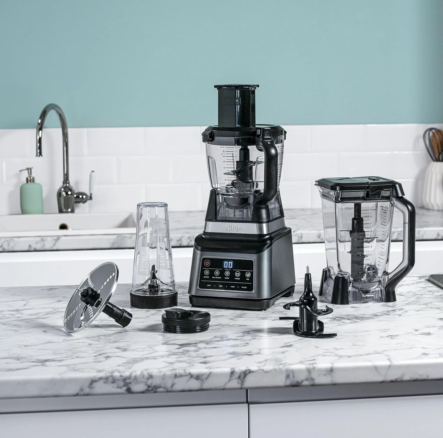 Ninja 3-IN-1 Food Processor, Blender, Auto-iQ Technology, 1200 Watts, Recipe Gui