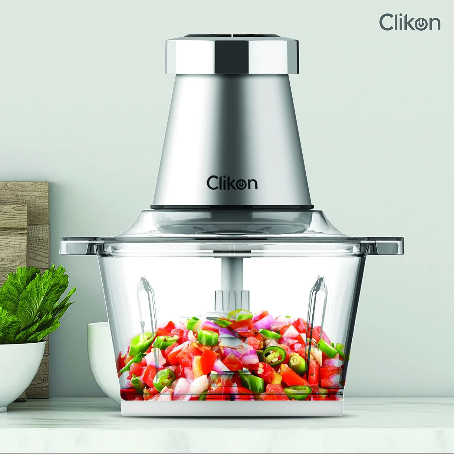 Clikon 2 Litre Electric Food Chopper/Meat Processor with Garlic Skin Peeler Atta