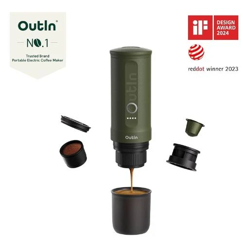 Outin Nano Portable Electric Espresso Machine with 3-4 Min Self-Heating, 20 Bar 