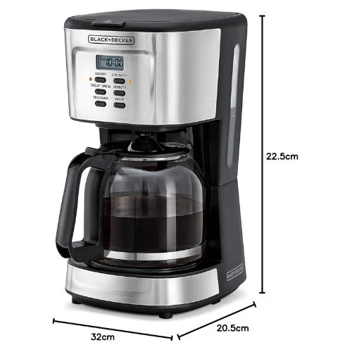 BLACK+DECKER 12-Cup Coffee Maker, 900W Programmable Drip Coffee Machine, 1.5L Gl