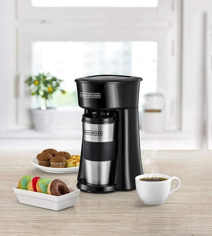 BLACK+DECKER Coffee Machine, 650W, Includes 360ml Travel Mug with Lid, Auto-Off,
