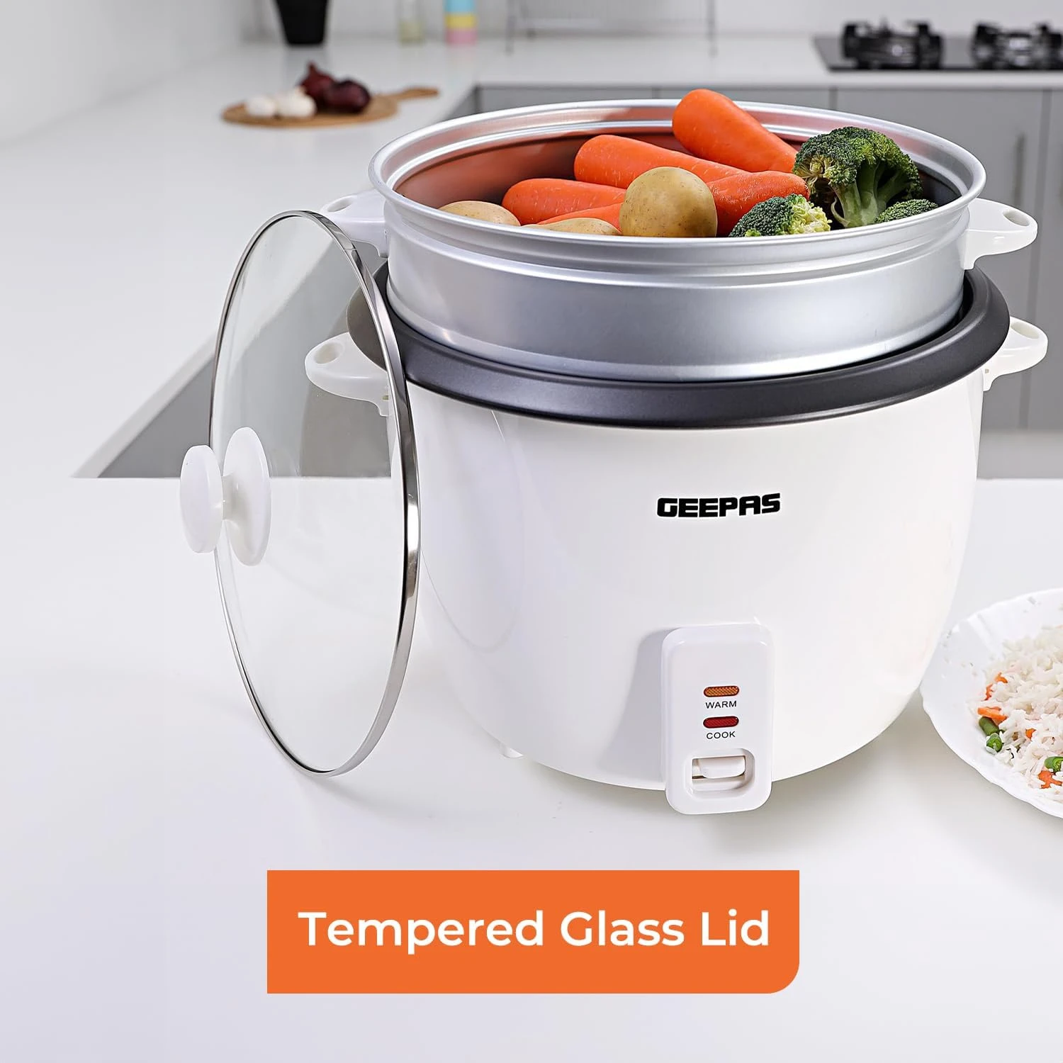 Geepas-Automatic Rice Cooker 3 in 1 Functions Non-Stick Inner Pot Automatic Shut
