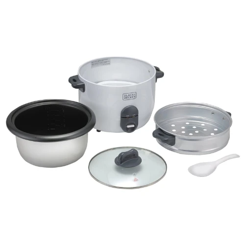 Black & Decker Rice Cooker, 700W Power, 1.8L, Removable Non-Stick Bowl & Steamin