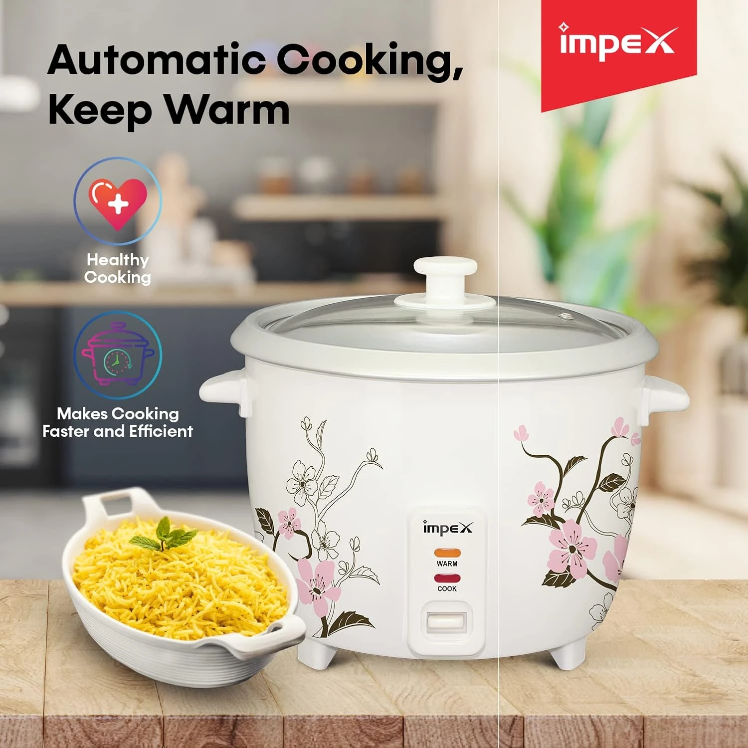 Impex RC 2801 400W 1 Litre Automatic Electric Rice Cooker with Aluminium Inner p