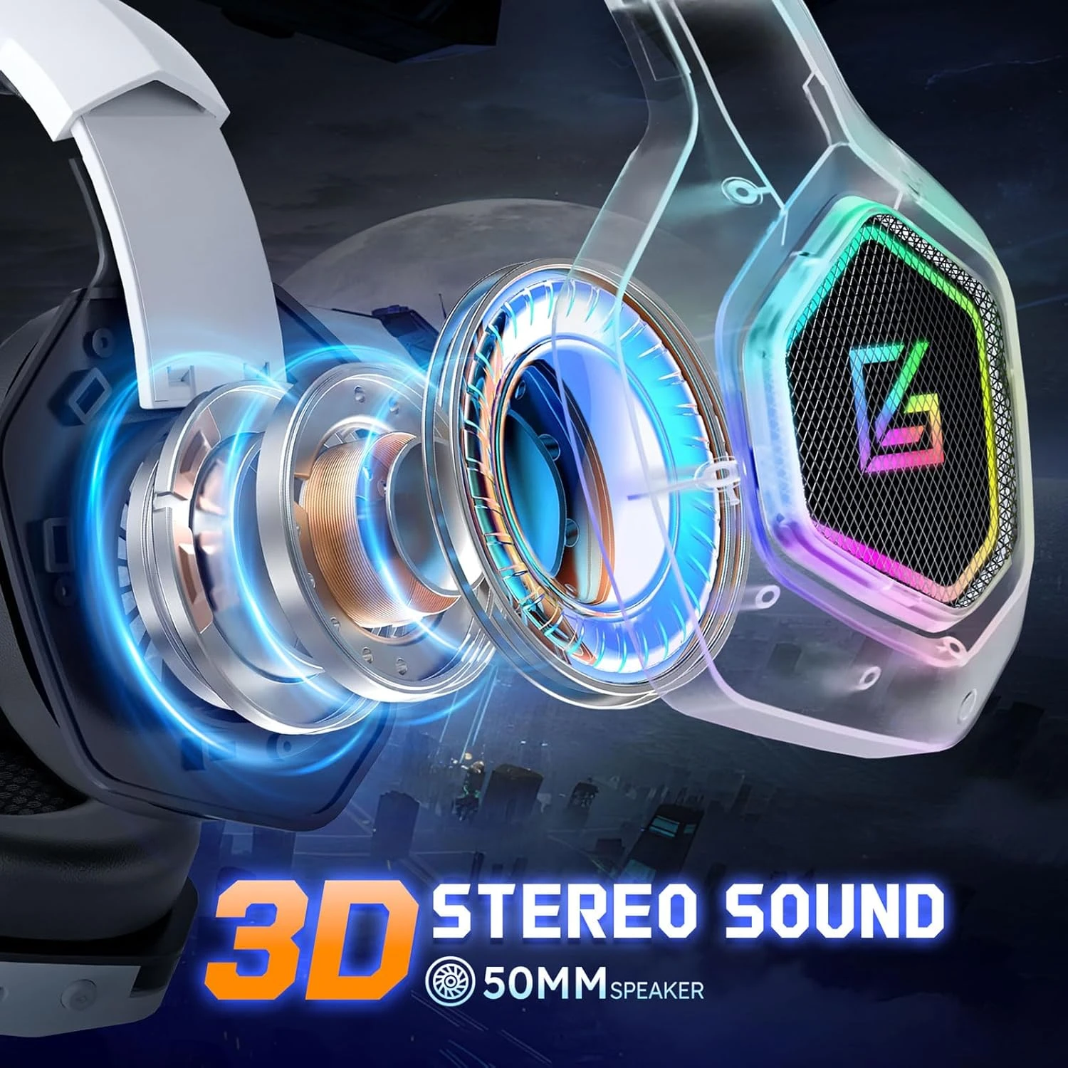 Garlo Wireless Gaming Headset with 7.1 Surround Sound & 60H+ Hrs, 2.4GHz/Wired/B