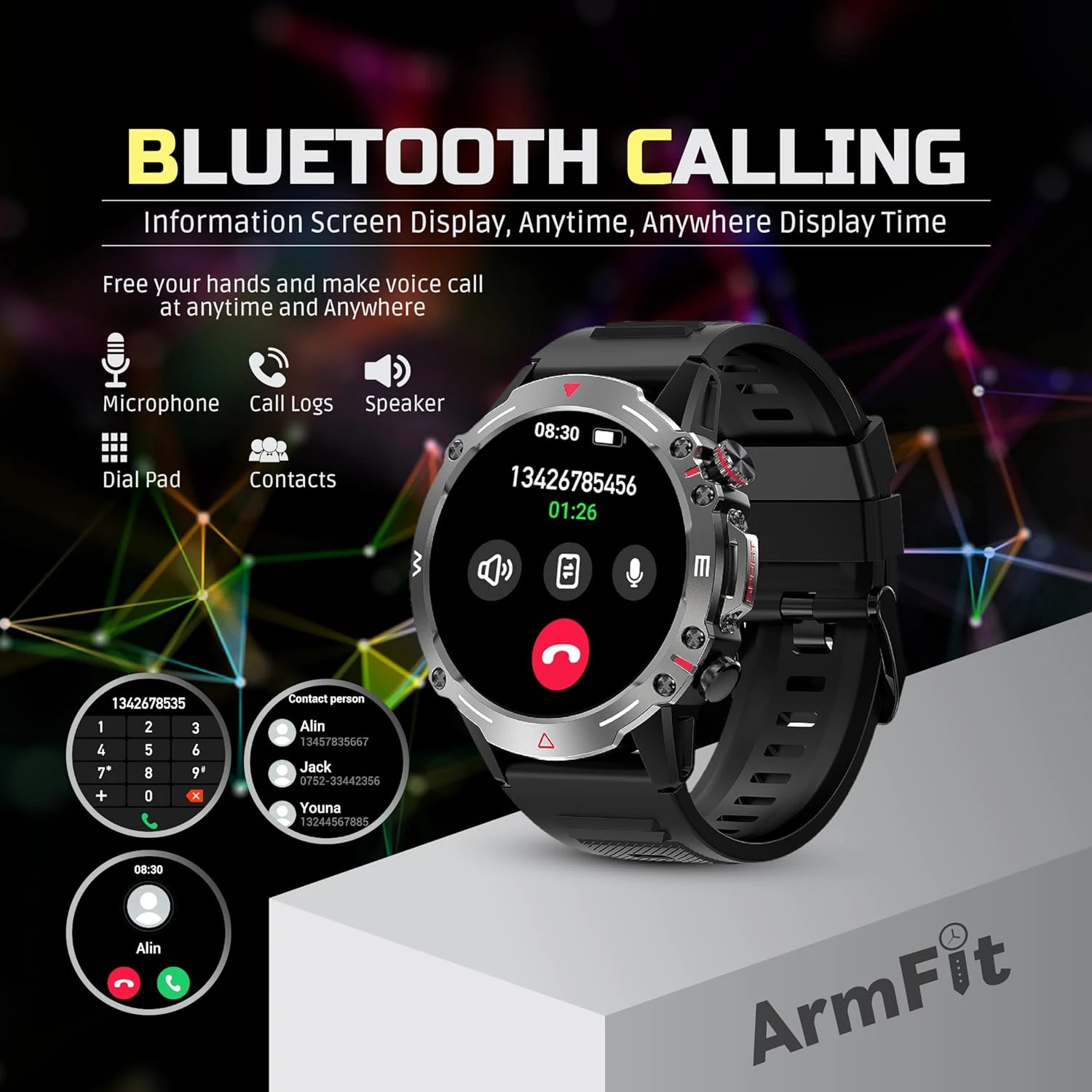 Armfit HULK Smart watch with AMOLED Always On Display Smart watches for men, BT 