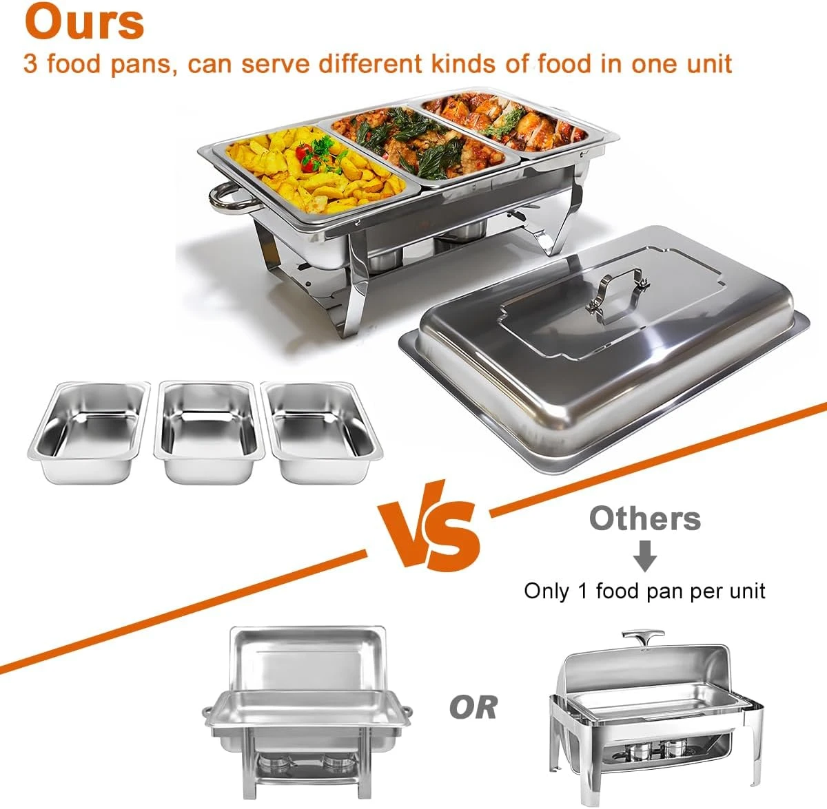 Chafing Dish Buffet Set 11L Catering Server Chafer Food Warmer, Stainless Steel 