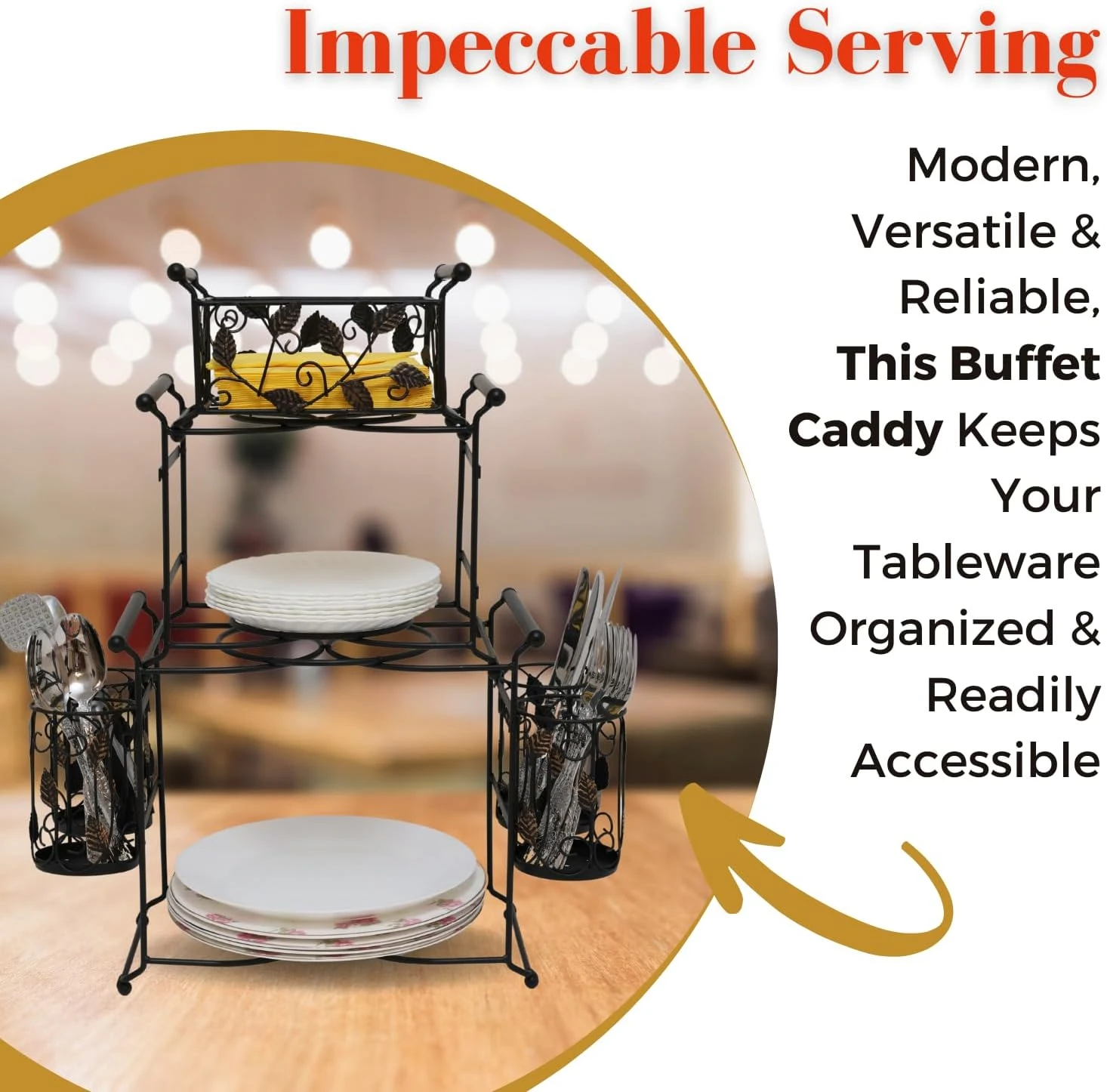 Maypes Chaffing Dish Buffet Set – 3-Tier Chaffee Buffet Set with Plate, Napkin a