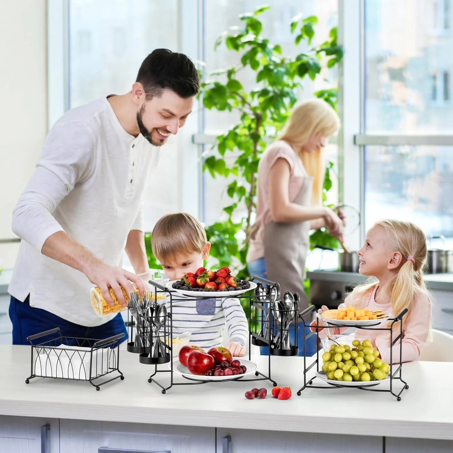 Sorbus® Buffet Caddy — 7-Piece Stackable Set Includes Plate, Napkin, and Silverw