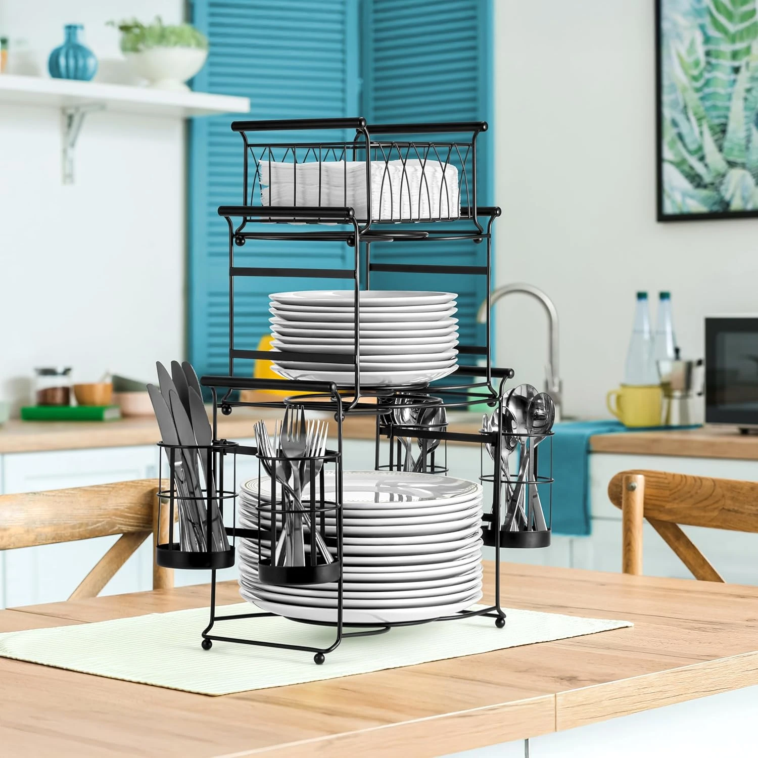 Sorbus® Buffet Caddy — 7-Piece Stackable Set Includes Plate, Napkin, and Silverw