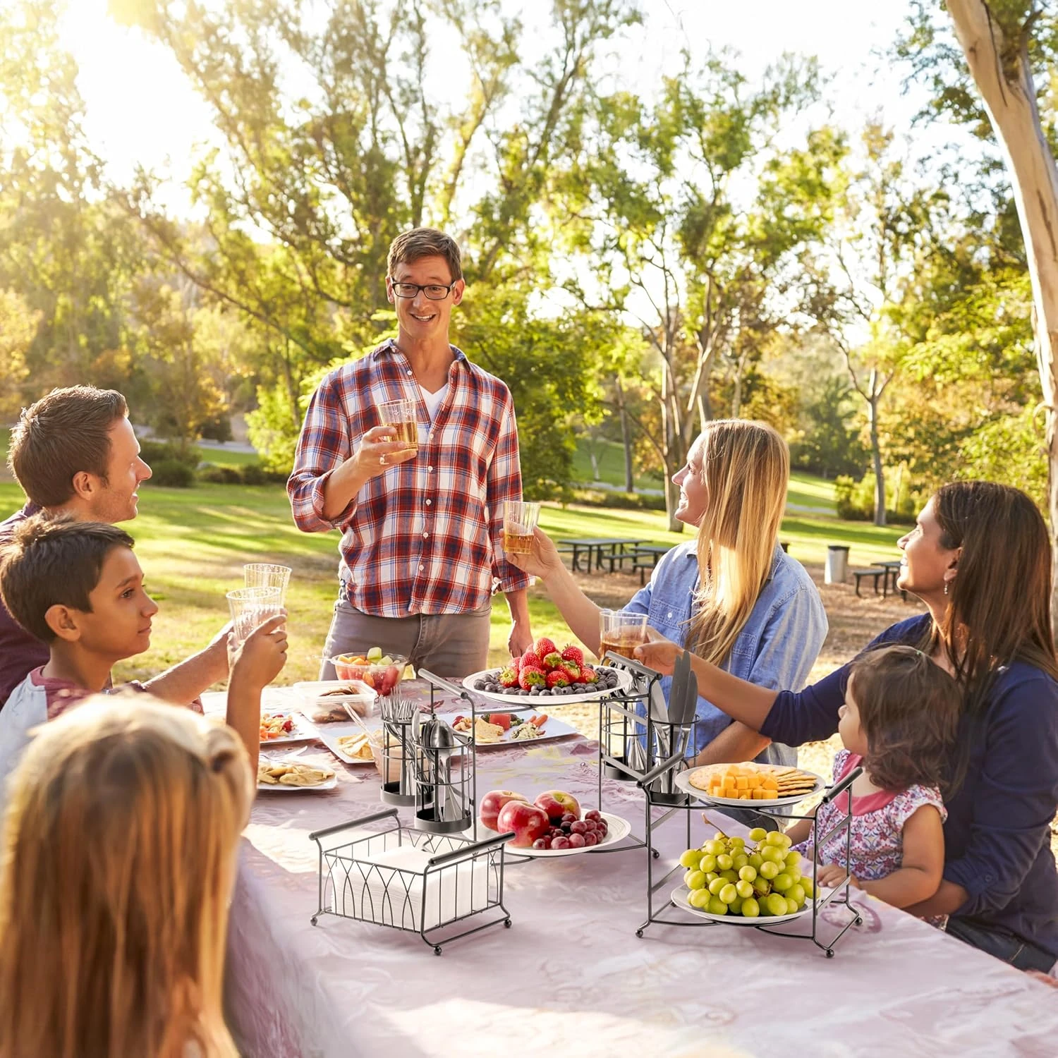 Sorbus® Buffet Caddy — 7-Piece Stackable Set Includes Plate, Napkin, and Silverw